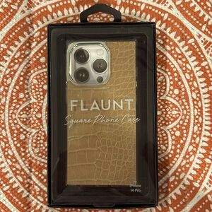 Used Flaunt Square Tan Crocodile Print iPhone 14 Pro phone Case. Loved it!